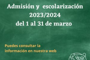 Copia de Escolarización 20212022 (del 1 al 31 de marzo) Puedes consultar la información en nuestra web